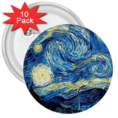 Starry Night 3  Buttons (10 Pack)  by Vaneshart