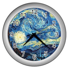 Starry Night Wall Clock (silver) by Vaneshart