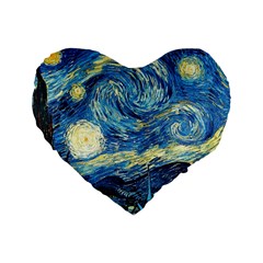 Starry Night Standard 16  Premium Heart Shape Cushions by Vaneshart