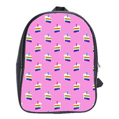 Rainbow Birthday Cake Pattern2 School Bag (xl) by bloomingvinedesign