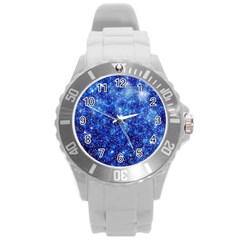 Blurred Star Snow Christmas Spark Round Plastic Sport Watch (L)