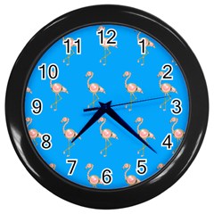 Flamenco Birds Exotic Nice Pink Wall Clock (black) by Mariart