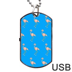 Flamenco Birds Exotic Nice Pink Dog Tag Usb Flash (one Side) by Mariart