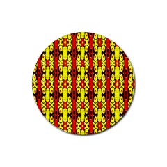 Red Black Yellow-9 Rubber Round Coaster (4 Pack)  by ArtworkByPatrick