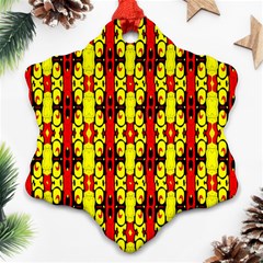 Red Black Yellow-9 Snowflake Ornament (two Sides) by ArtworkByPatrick