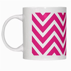 Chevrons Zigzag Pattern Design Pink White White Mugs by Wegoenart