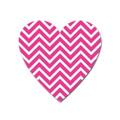 Chevrons Zigzag Pattern Design Pink White Heart Magnet by Wegoenart