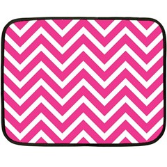 Chevrons Zigzag Pattern Design Pink White Fleece Blanket (mini) by Wegoenart