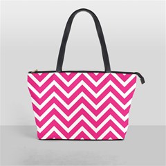 Chevrons Zigzag Pattern Design Pink White Classic Shoulder Handbag by Wegoenart