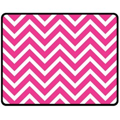 Chevrons Zigzag Pattern Design Pink White Fleece Blanket (medium)  by Wegoenart