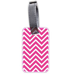 Chevrons Zigzag Pattern Design Pink White Luggage Tag (two Sides) by Wegoenart