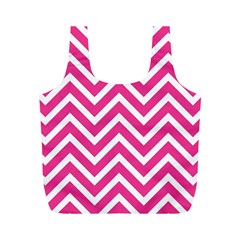 Chevrons Zigzag Pattern Design Pink White Full Print Recycle Bag (m) by Wegoenart