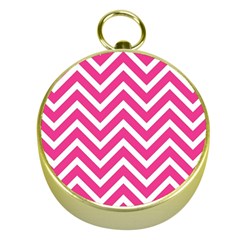 Chevrons Zigzag Pattern Design Pink White Gold Compasses by Wegoenart