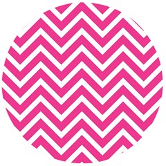 Chevrons Zigzag Pattern Design Pink White Wooden Bottle Opener (round) by Wegoenart