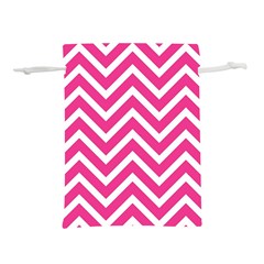 Chevrons Zigzag Pattern Design Pink White Lightweight Drawstring Pouch (m) by Wegoenart