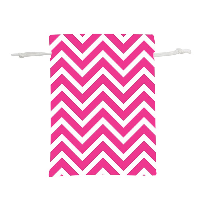 Chevrons Zigzag Pattern Design Pink White Lightweight Drawstring Pouch (M)