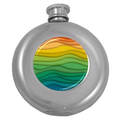 Background Waves Wave Texture Round Hip Flask (5 Oz) by Wegoenart