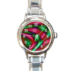 Background Fractal Shining Elegant Round Italian Charm Watch by Wegoenart