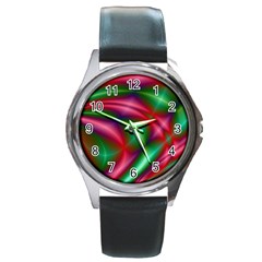 Background Fractal Shining Elegant Round Metal Watch by Wegoenart