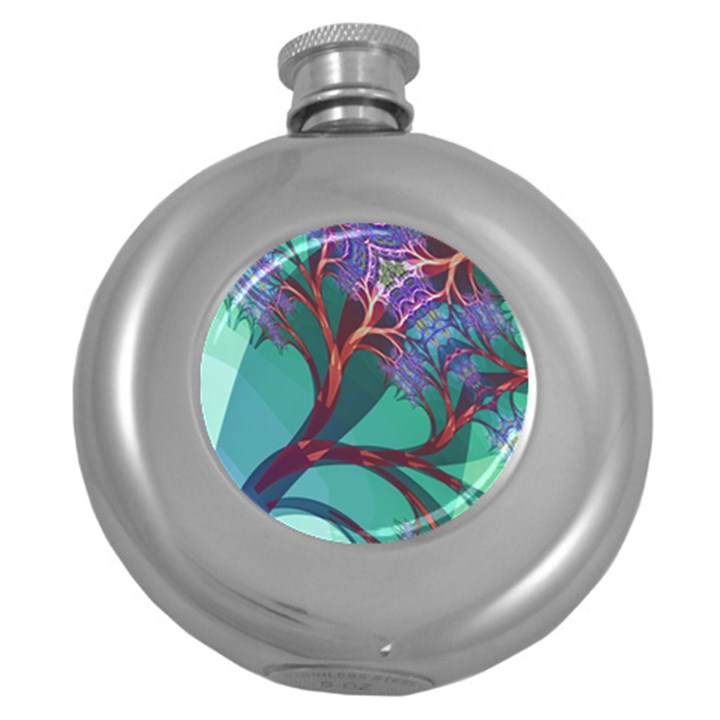 Art Fractal Artwork Creative Round Hip Flask (5 oz)