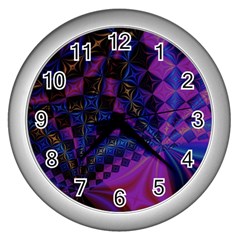 Background Silky Geometric Fractal Wall Clock (silver) by Wegoenart