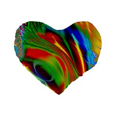 Artwork Digital Art Fractal Colors Standard 16  Premium Flano Heart Shape Cushions by Wegoenart