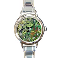 Design Background Concept Fractal Round Italian Charm Watch by Wegoenart