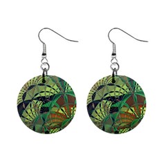 Design Background Concept Fractal Mini Button Earrings by Wegoenart