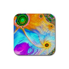 Artwork Digital Art Fractal Colors Rubber Coaster (square)  by Wegoenart