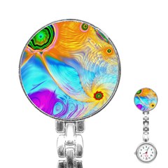 Artwork Digital Art Fractal Colors Stainless Steel Nurses Watch by Wegoenart