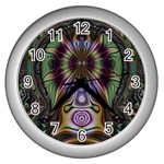 Digital Art Fractal Artwork Wall Clock (Silver) Front