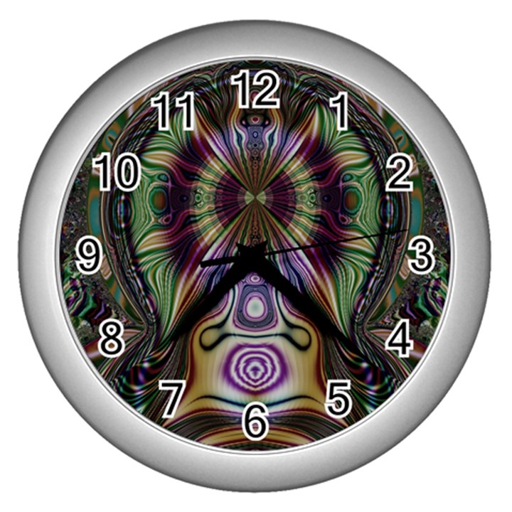 Digital Art Fractal Artwork Wall Clock (Silver)