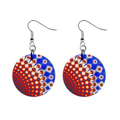 Digital Arts Fractals Futuristic Red Blue Mini Button Earrings by Wegoenart