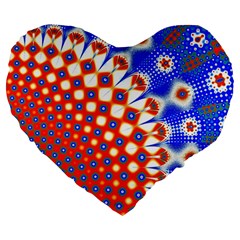 Digital Arts Fractals Futuristic Red Blue Large 19  Premium Heart Shape Cushions by Wegoenart