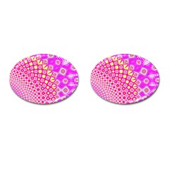 Digital Arts Fractals Futuristic Pink Cufflinks (Oval)