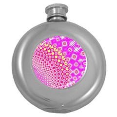 Digital Arts Fractals Futuristic Pink Round Hip Flask (5 oz)