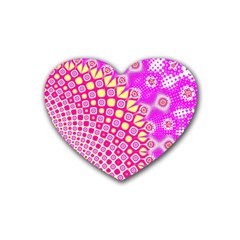 Digital Arts Fractals Futuristic Pink Rubber Coaster (Heart) 