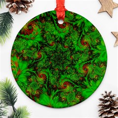 Art Artwork Fractal Digital Art  Green Ornament (round) by Wegoenart