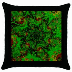 Art Artwork Fractal Digital Art  Green Throw Pillow Case (black) by Wegoenart