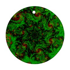 Art Artwork Fractal Digital Art  Green Round Ornament (two Sides) by Wegoenart