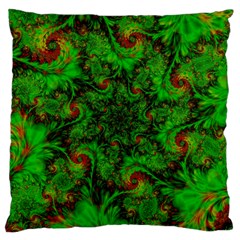 Art Artwork Fractal Digital Art  Green Large Cushion Case (one Side) by Wegoenart