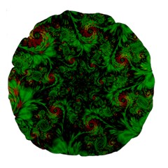 Art Artwork Fractal Digital Art  Green Large 18  Premium Round Cushions by Wegoenart