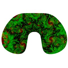 Art Artwork Fractal Digital Art  Green Travel Neck Pillow by Wegoenart