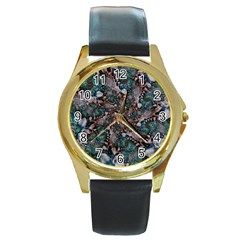 Art Artwork Fractal Digital Round Gold Metal Watch by Wegoenart