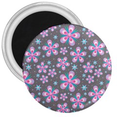 Seamless Pattern Flowers Pink 3  Magnets by Wegoenart