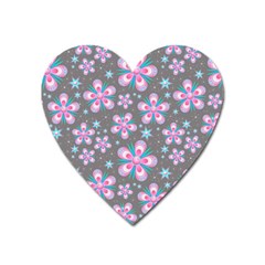 Seamless Pattern Flowers Pink Heart Magnet by Wegoenart