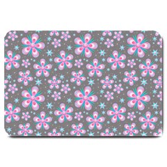 Seamless Pattern Flowers Pink Large Doormat  by Wegoenart