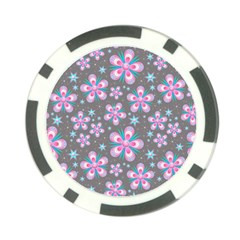 Seamless Pattern Flowers Pink Poker Chip Card Guard by Wegoenart