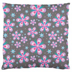 Seamless Pattern Flowers Pink Large Cushion Case (one Side) by Wegoenart