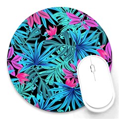 Leaves Picture Tropical Plant Round Mousepads by Wegoenart